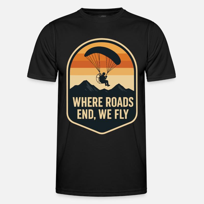 Where roads end, we fly - Men's Functional T-Shirt - black