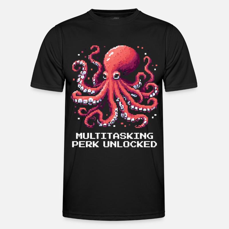 Multitasking Ability Unlocked | Octopus - Men's Functional T-Shirt - black