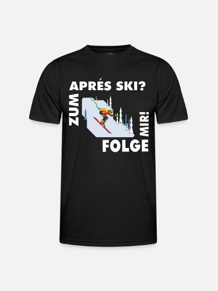 For après-ski? Follow me! – Hüttengaudi Spruch - Men's Functional T-Shirt - black