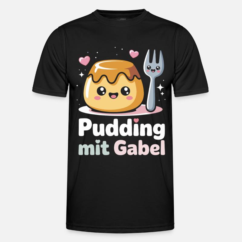 Pudding with fork - Men's Functional T-Shirt - black
