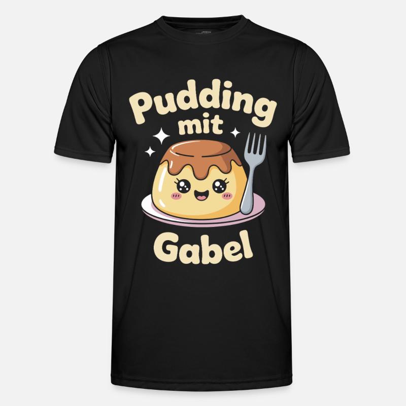 Pudding with fork - Men's Functional T-Shirt - black