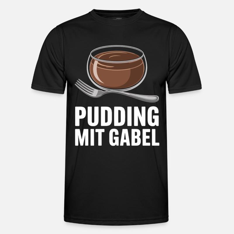 Pudding with fork - Men's Functional T-Shirt - black