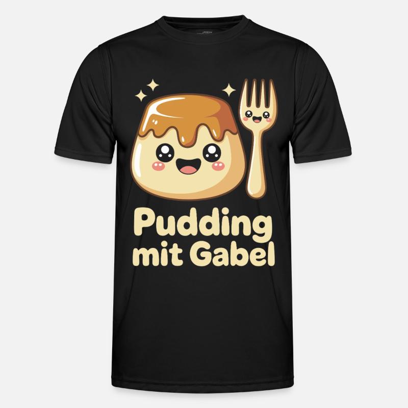 Pudding with fork - Men's Functional T-Shirt - black