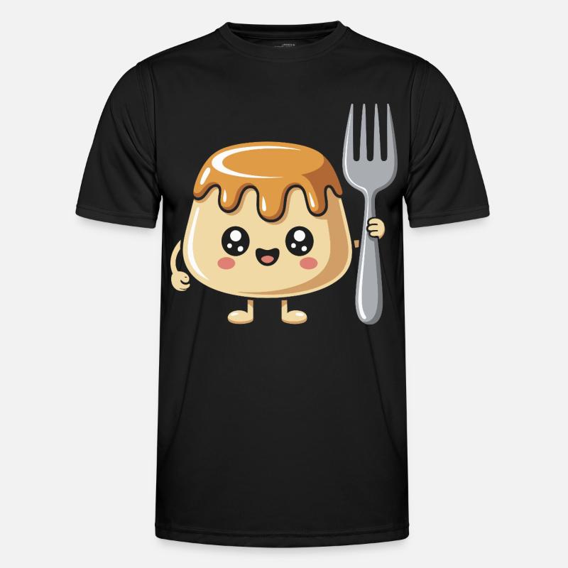 Pudding with fork - Men's Functional T-Shirt - black
