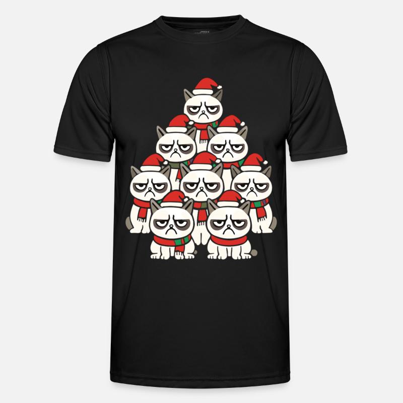 Grumpy Christmas Cats – Lustiges Katzen - Men's Functional T-Shirt - black