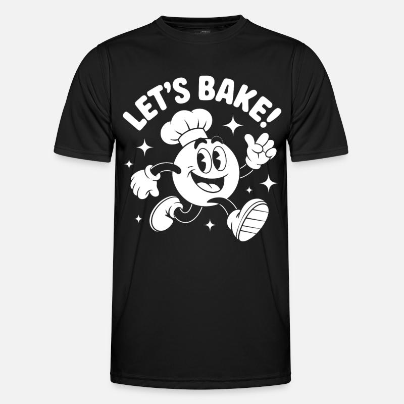 Baking with cheerful cartoon baker - Men's Functional T-Shirt - black