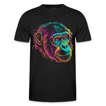 Néon Singe Portrait Couleur Explosion - T-shirt sport Homme - noir - Devant - AI Model Male 178 dark (178cm)