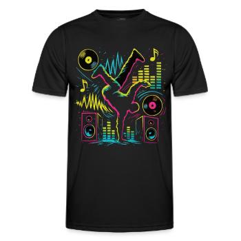 Breakdance Neon Style – Music & Street Art - Men's Functional T-Shirt - black - Front - AI Model Male 178 dark (178cm)