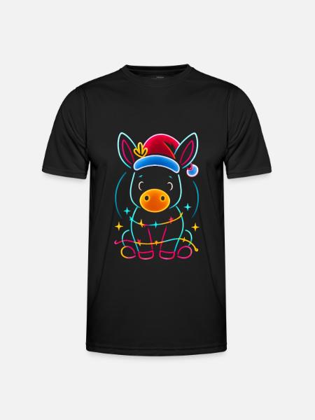 Donkey Elf Christmas Funny Gift - Men's Functional T-Shirt - black