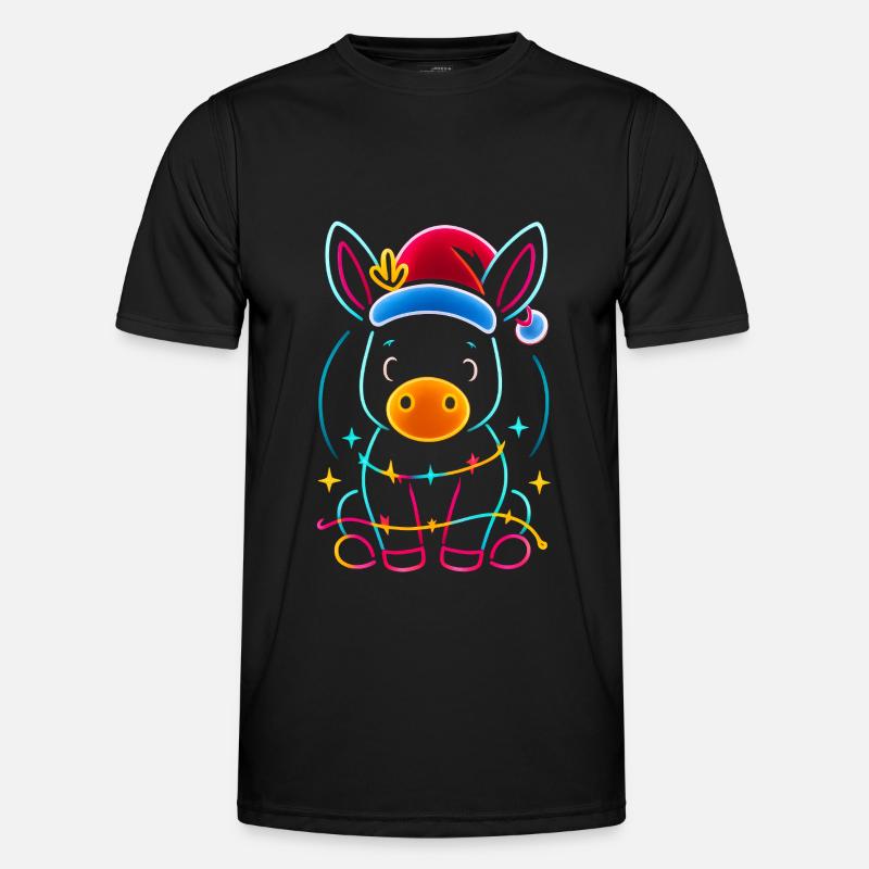 Esel Elfe Weihnachten Lustig Geschenk - Männer Funktions-T-Shirt - Schwarz
