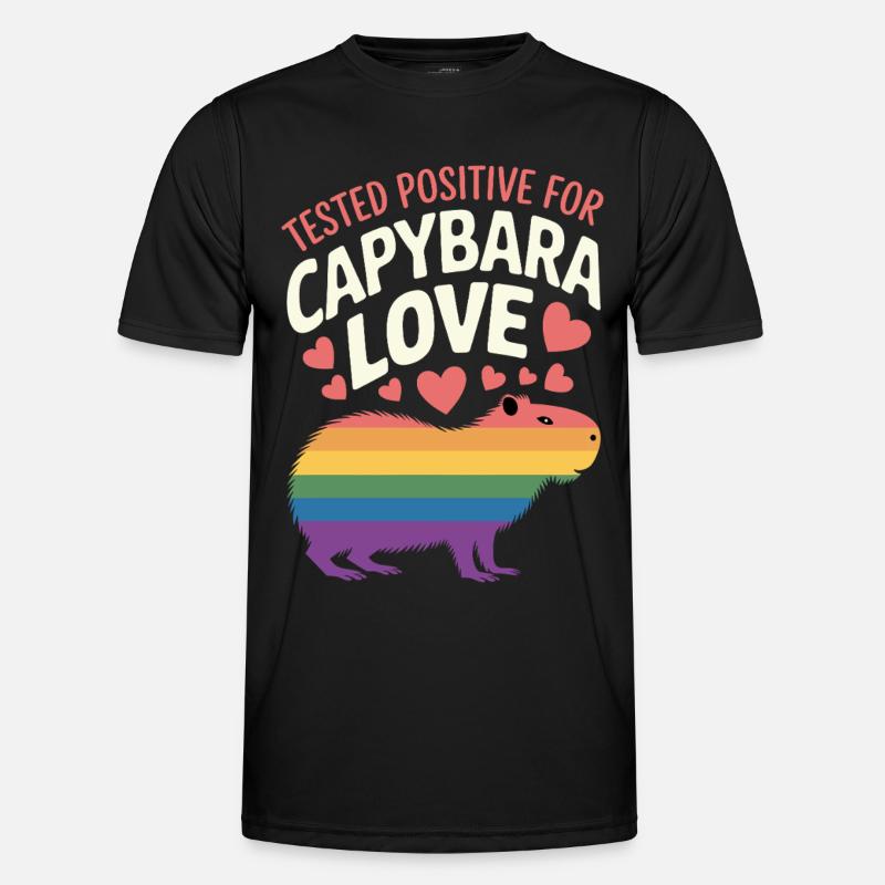Capybara Regenbogen Liebe Design - Männer Funktions-T-Shirt - Schwarz
