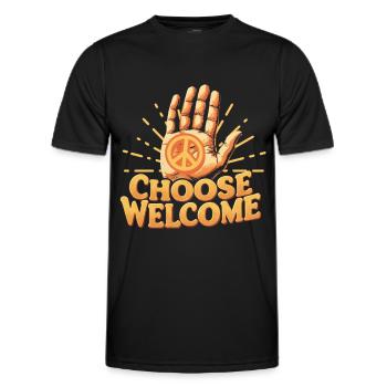 Menschlichkeit Equality Choose Welcome - Männer Funktions-T-Shirt - Schwarz - Vorne - AI Model Male 178 dark (178cm)