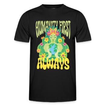 Menschlichkeit Equality Humanity First Always - Männer Funktions-T-Shirt - Schwarz - Vorne - AI Model Male 178 dark (178cm)