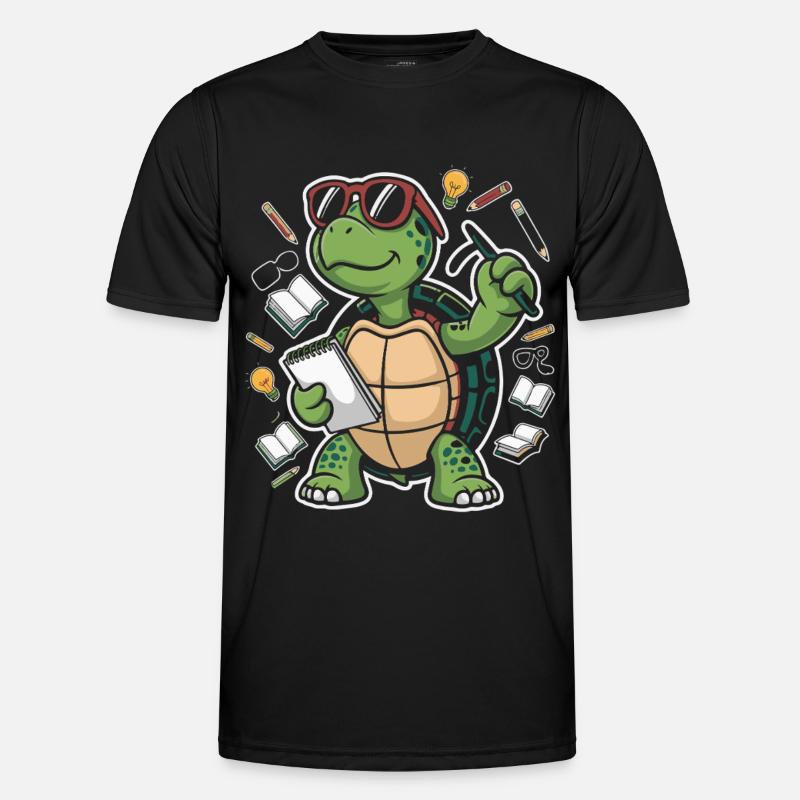 Learning turtle with pen - Men's Functional T-Shirt - black