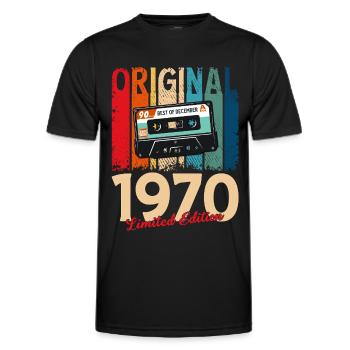 55. Geburtstag Kassette Dezember Jahrgang 1970 - Männer Funktions-T-Shirt - Schwarz - Vorne - AI Model Male 178 dark (178cm)