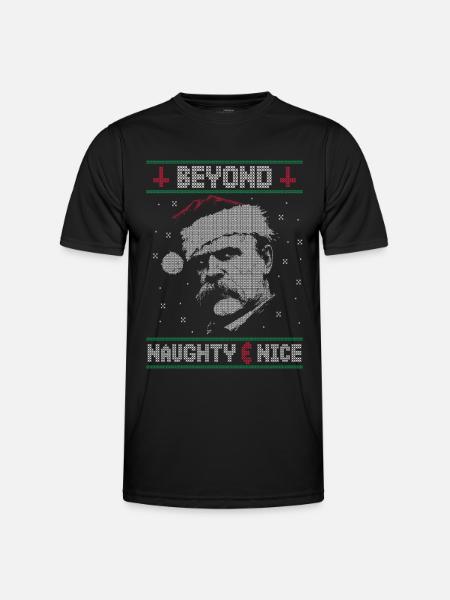 BEYOND NAUGHTY & NICE NIETZSCHE UGLY CHRISTMAS - Männer Funktions-T-Shirt - Schwarz