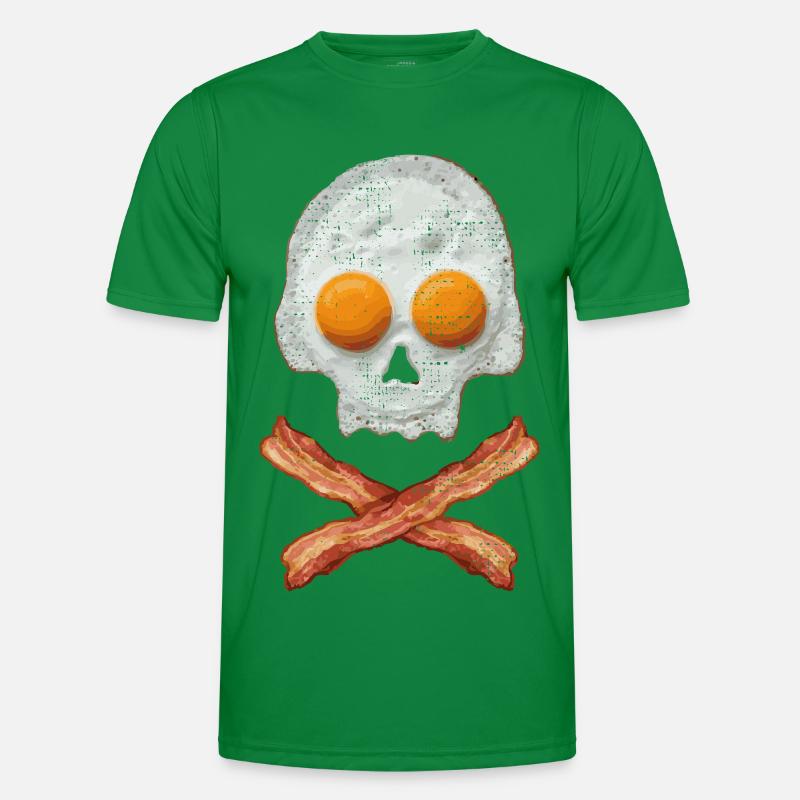 Fried Egg Skull with Bacon Cross Men's Functional T-Shirt
