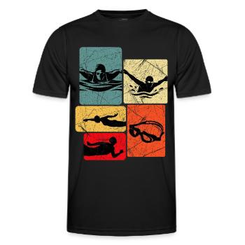 Motif de silhouettes de chars vintage - T-shirt sport Homme - noir - Devant - AI Model Male 178 dark (178cm)