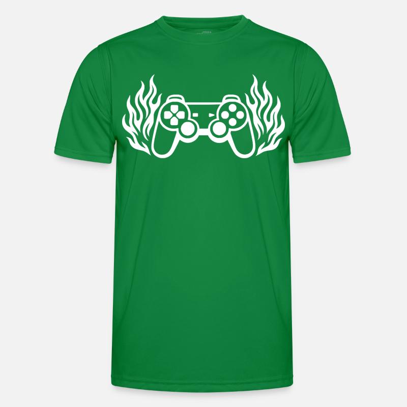Flames controller, burning gamepad graphics Men's Functional T-Shirt