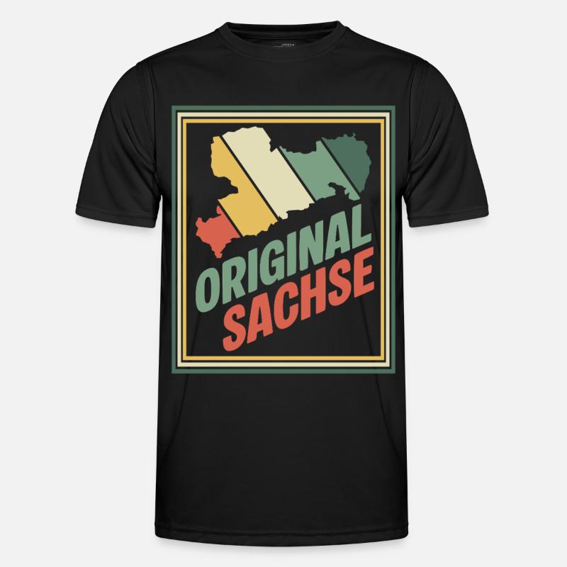 Original Sachsen Retro Emblem Männer Funktions-T-Shirt