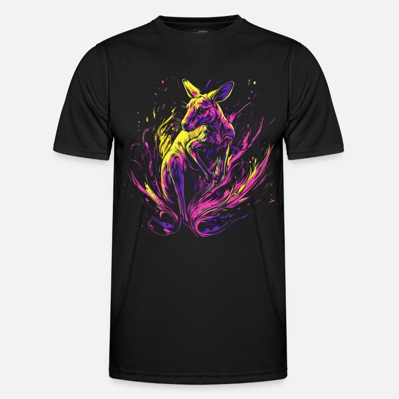 Känguru Tier Australien Down Under Neon Bunt Kunst Männer Funktions-T-Shirt