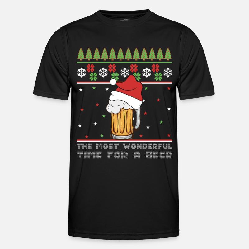Weihnachtsbier Hässlicher Pullover Weihnachtsalkohol Hässlicher Aperitif - Männer Funktions-T-Shirt - Schwarz