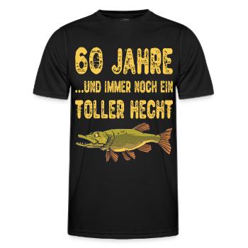 60 Jahre Toller Hecht Angeln Angler Geschenk - Männer Funktions-T-Shirt - Schwarz - Vorne - AI Model Male 178 dark (178cm)