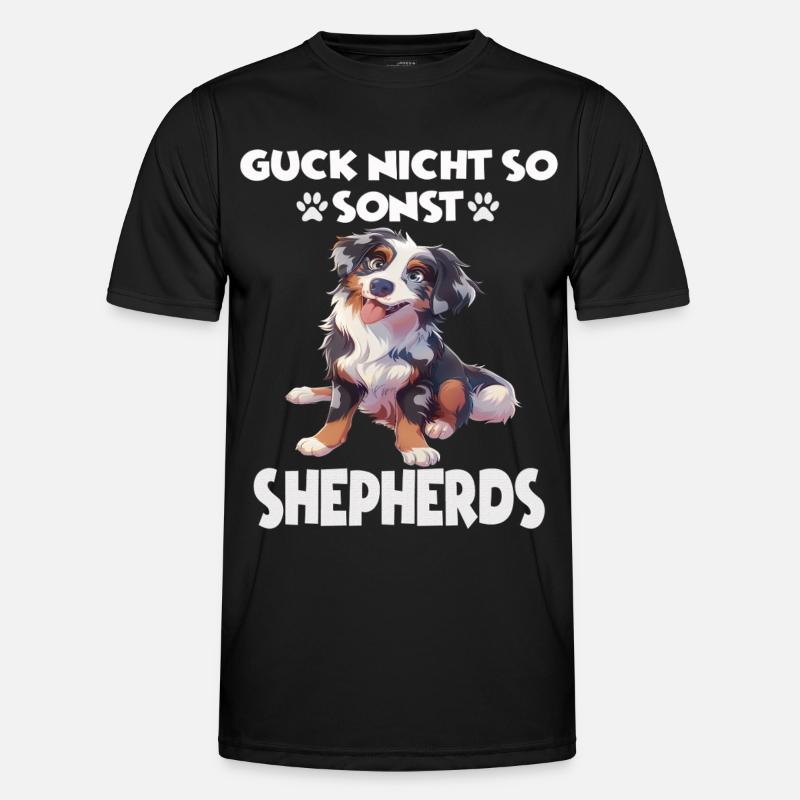 Australian Shepherd T Gassi Hundehalter Aussie - Männer Funktions-T-Shirt - Schwarz
