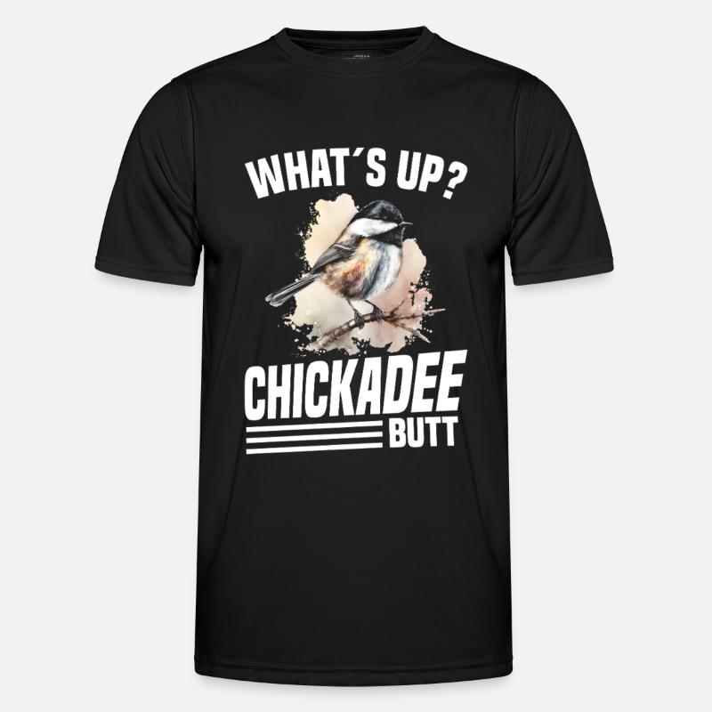  Chickadee Birder Chickadee Plush Birdwatching - Men's Functional T-Shirt - black