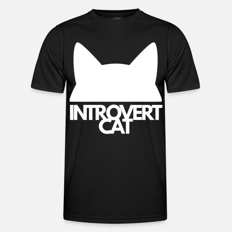 Introvertierte Katzensilhouette - Männer Funktions-T-Shirt - Schwarz
