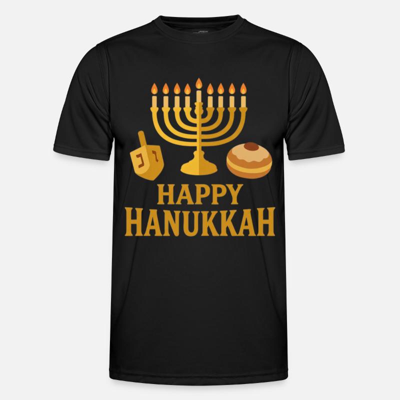 Menorah d’or : Joyeux Hanoukka T-shirt sport Homme