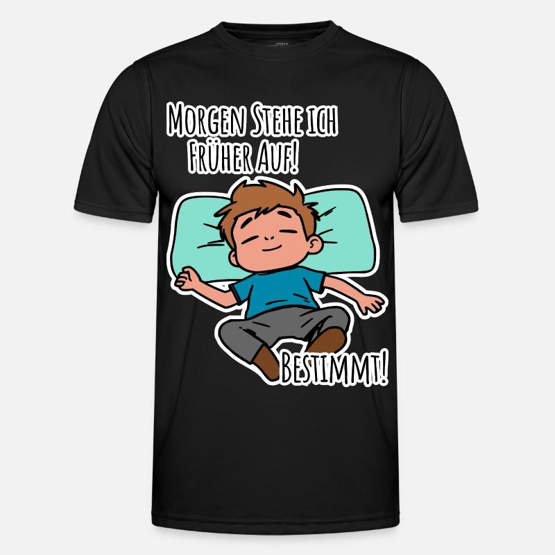 Morgenmuffel? Früh aufstehen oder faulenzen? - Männer Funktions-T-Shirt - Schwarz