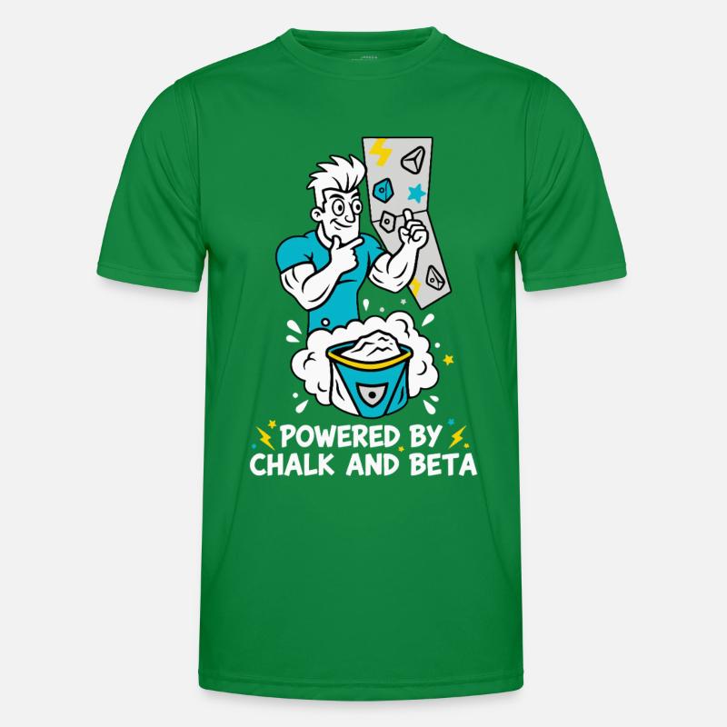 Powered By Chalk And Beta Climbing Fun Men's Functional T-Shirt