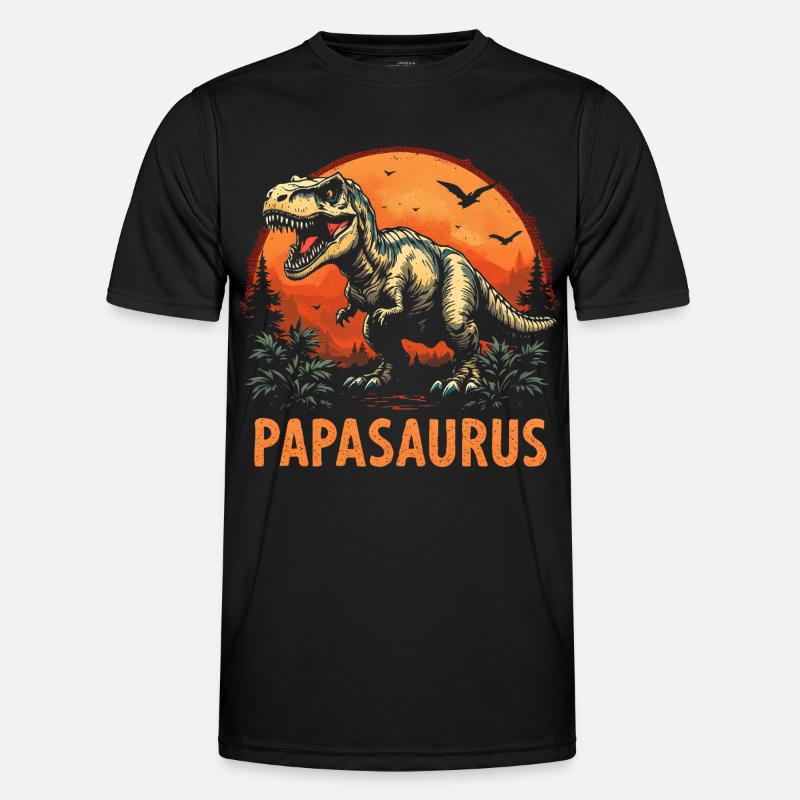 Papasaurus Bester Papa starker Vater Geschenk - Männer Funktions-T-Shirt - Schwarz