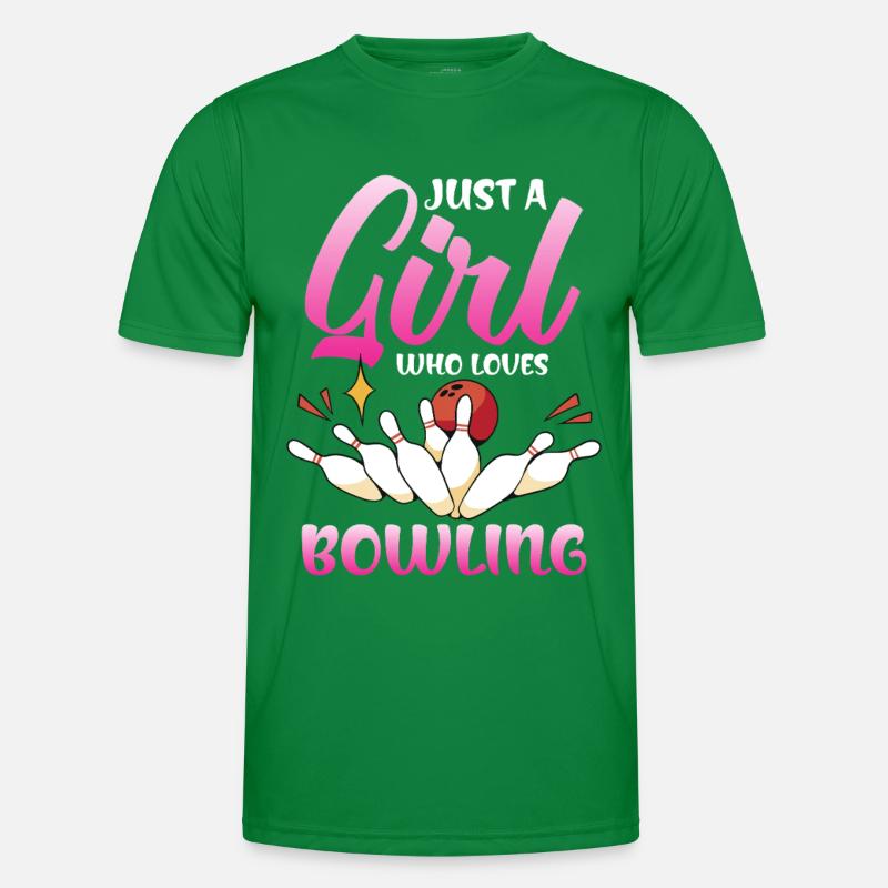 Mädchen liebt Bowling im Pink Gradient Männer Funktions-T-Shirt