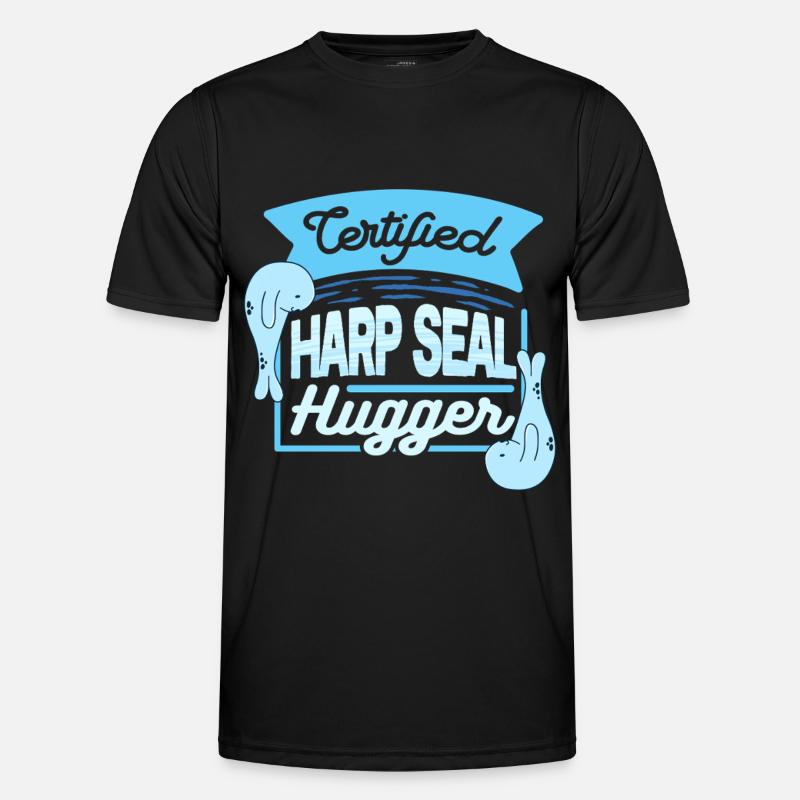Sattelrobbe Robben Certified Harp Seal Hugger - Men's Functional T-Shirt - black