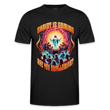 Le Christ arrive. Tu avale ? Inutilisable - T-shirt sport Homme - noir - Devant - AI Model Male 178 dark (178cm)