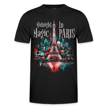 Paris Tour Eiffel, France City Skyline Night - T-shirt sport Homme - noir - Devant - AI Model Male 178 dark (178cm)