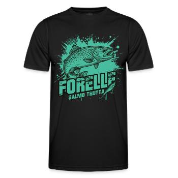 Truite – Une beauté à l'hameçon - T-shirt sport Homme - noir - Devant - AI Model Male 178 dark (178cm)