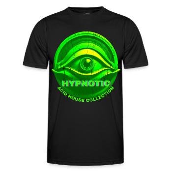 Hypnotic Eye 3D Acid House Techno Rave Glitch - Männer Funktions-T-Shirt - Schwarz - Vorne - AI Model Male 178 dark (178cm)
