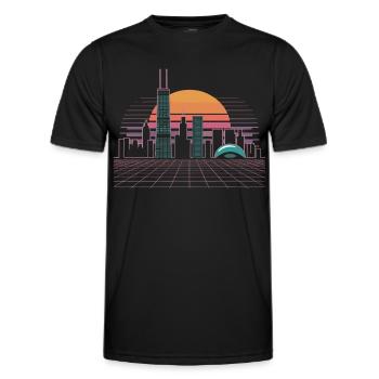 Neon Skyline Sunset - Men's Functional T-Shirt - black - Front - AI Model Male 178 dark (178cm)