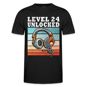 Casques déverrouillés niveau 24 - T-shirt sport Homme - noir - Devant - AI Model Male 178 dark (178cm)