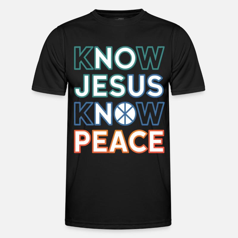 Know Jesus Know Peace Typography Männer Funktions-T-Shirt