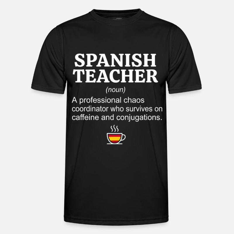 Spanisch Lehrer Definition - Kaffee & Konjugation - Männer Funktions-T-Shirt - Schwarz