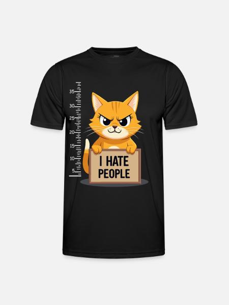 Griesgrämige Katze I Hate People Polizeifoto - Men's Functional T-Shirt - black