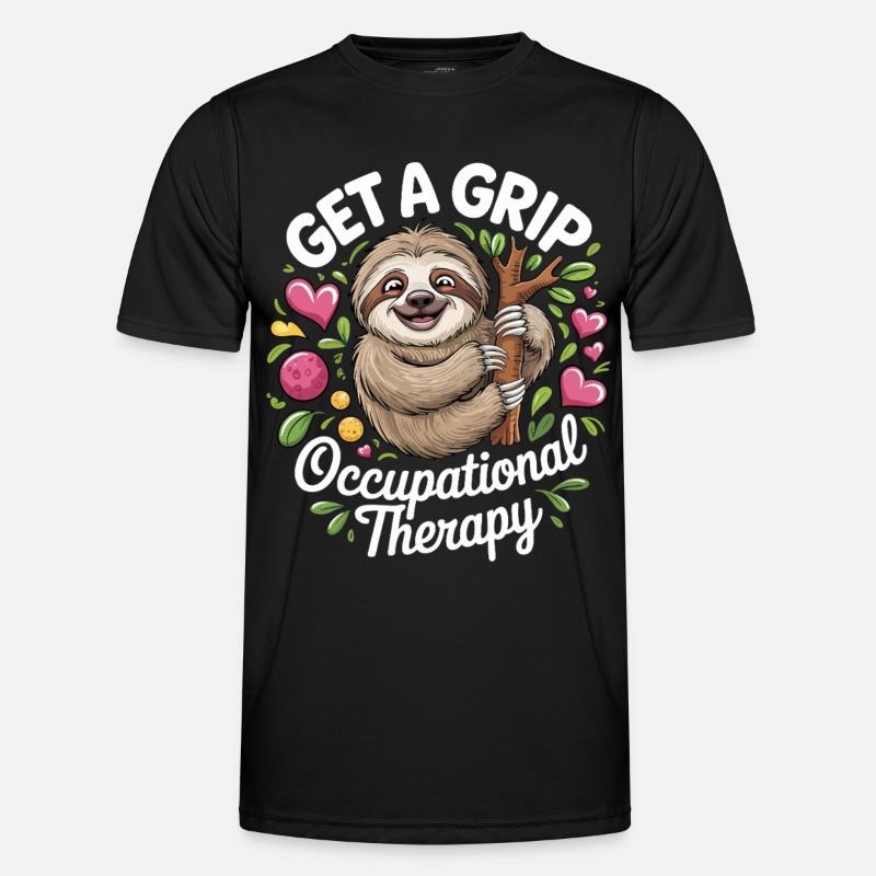 Get a Grip: Occupational Therapy Sloth - Männer Funktions-T-Shirt - Schwarz