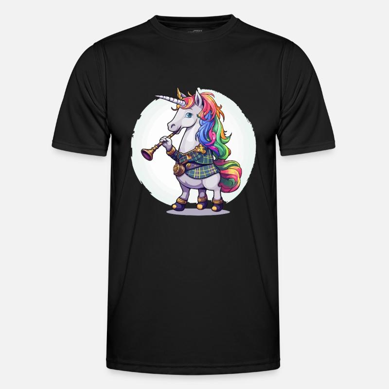 Buntes Einhorn mit Trompete - Männer Funktions-T-Shirt - Schwarz