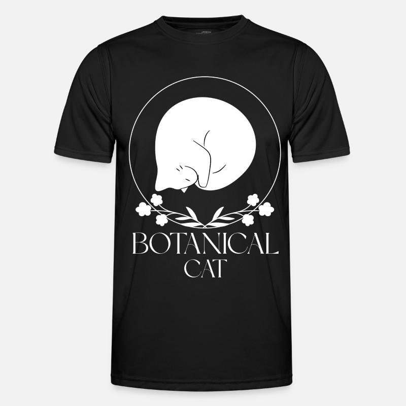 Minimalist Botanical Cat - Men's Functional T-Shirt - black