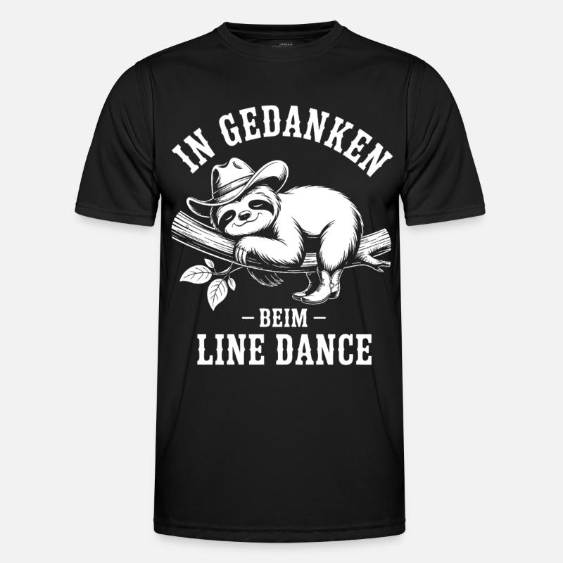 Faultier träumt von Line Dance - Männer Funktions-T-Shirt - Schwarz