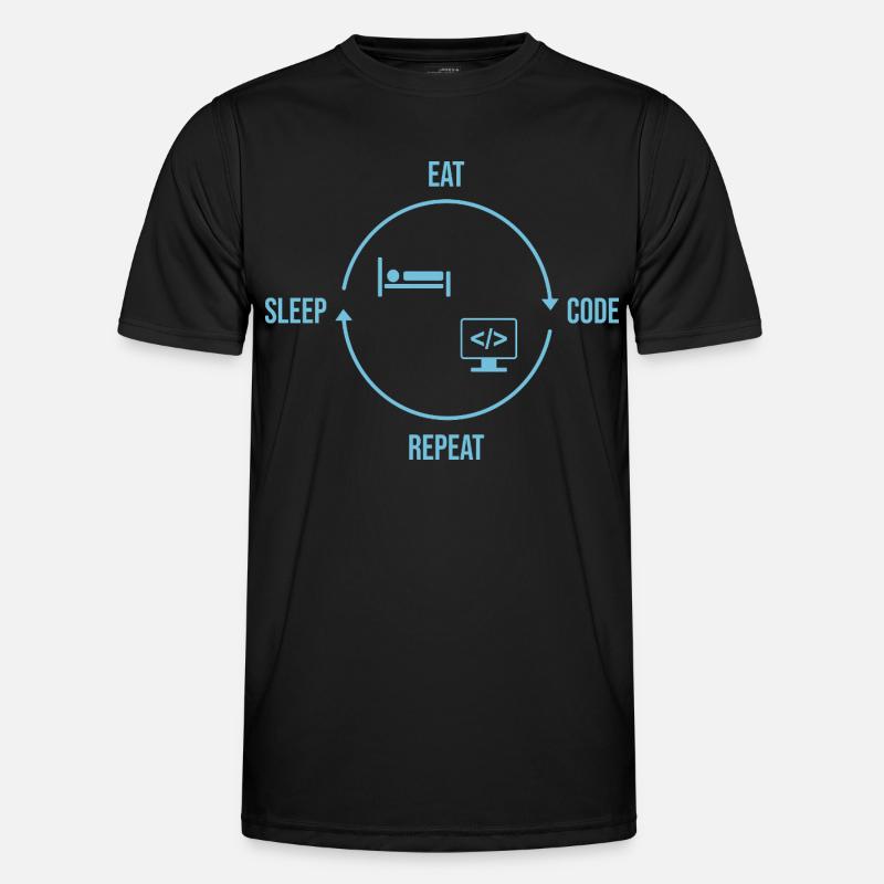Eat Sleep Code Repeat - Programmer Cycle - Men's Functional T-Shirt - black